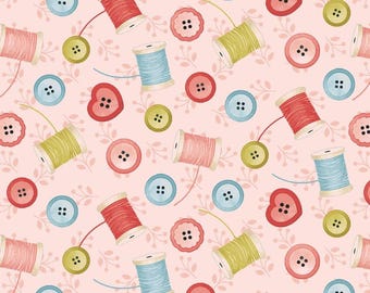 Studio E Love You Sew Tossed Spools & Buttons100% Cotton Fabric