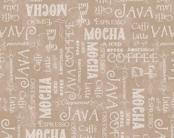 P&B Textiles Deja Brew Words 100% Cotton Quilting and Sewing Fabric by Audrey Jeanne