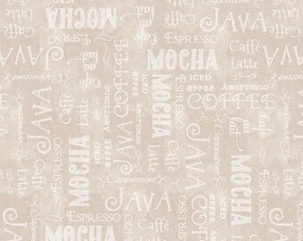 P&B Textiles Deja Brew Words Cotton Fabric