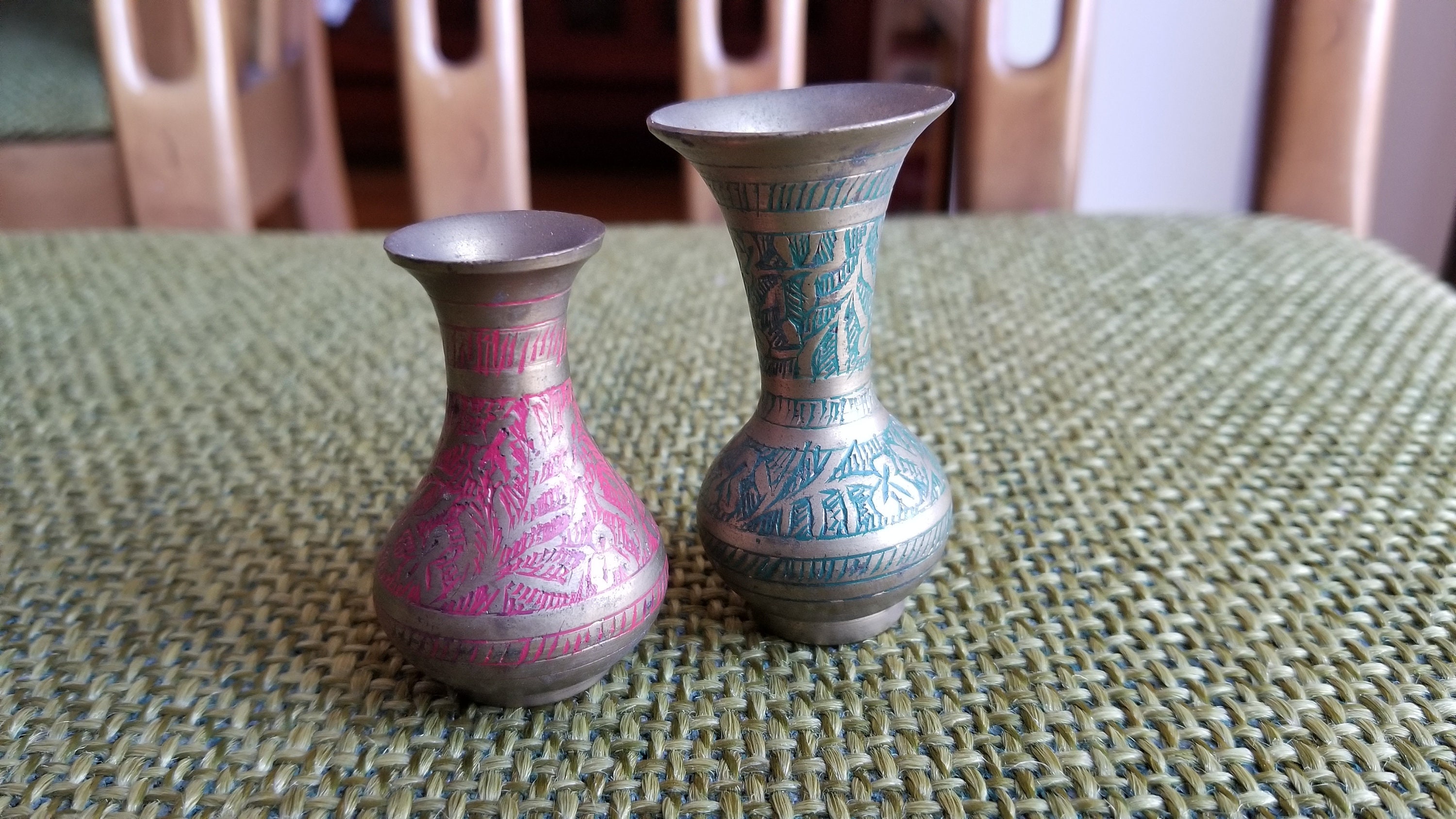 Miniature Handcarved Indian Bronze Vases Etsy UK