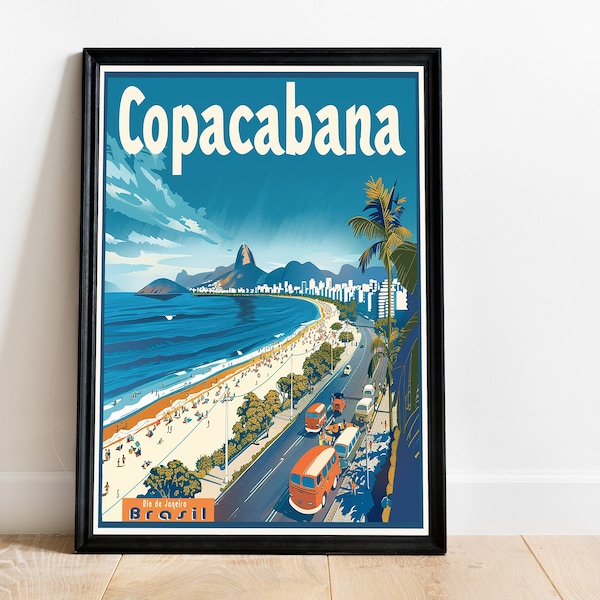 Copacabana Beach, Rio De Janeiro Art Travel Poster