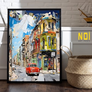 Buenos Aires Argentina Print La Boca Modern Abstract Mixed Media Collage Giclee Art