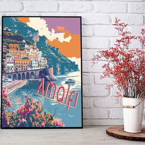 Cartaz de viagem da Costa Amalfitana Italiana