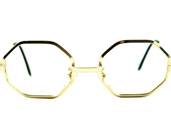 Sowa Vintage Sześciokątne Złote Okulary Oprawki Unisex Retro