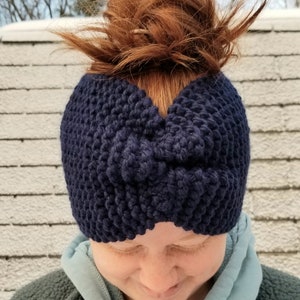 navy knitted headband