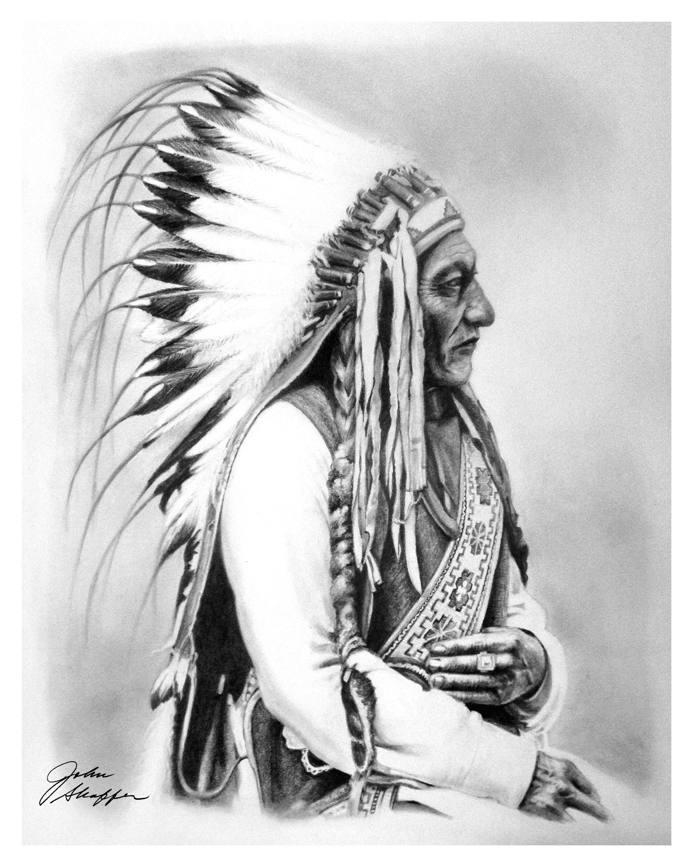 Chief Sitting Bull in Full Headdress, Printable Art, 5x7, 8x10, 11x14
