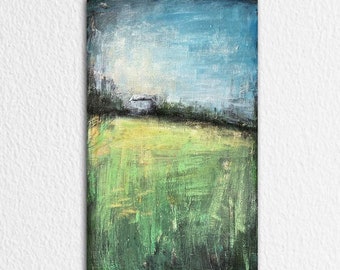 オリジナル抽象風景アクリル画 - 14x23.5インチのキャンバスウォール