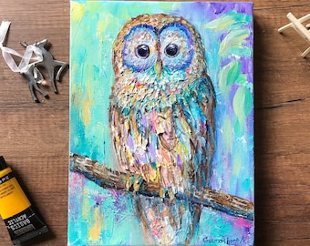 フクロウアート、フクロウの装飾、かわいいフクロウのギフト、フクロウ