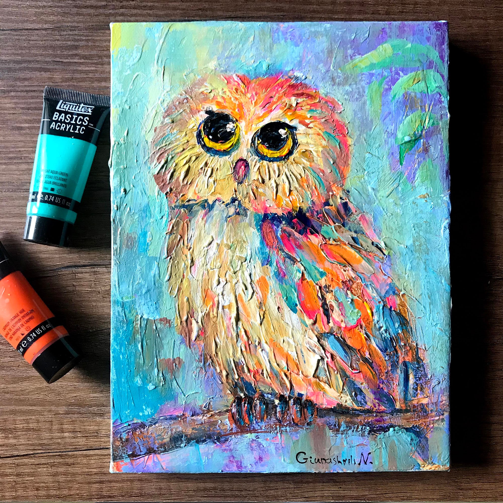 Owl Art Owl Painting Original Acrylic Painting on Canvas Owl