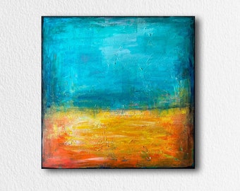 Abstract Painting, Canvas Artwork, Colorful Wall Art, Yellow Blue, Large Acrylic Painting, Original Art Decor for Living Room, Extra Large