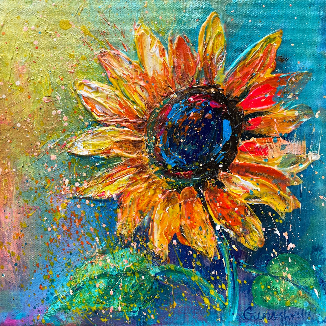 Sunflower Art, Original Acrylic Painting on Stretch Canvas, Sunflower