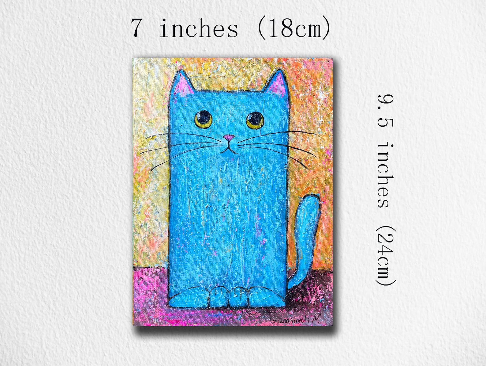 Cat Painting on Canvas Cat Acrylic Painting Cat Portrait Cat Stretched