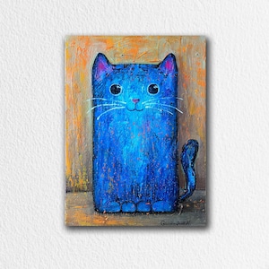 Kattenkunst aan de muur, kattenschilderij, aangepast schilderij van foto, figuratieve dierenkunst, huisdier schilderij, zwarte kat, aangepaste kat schilderij, originele kunst