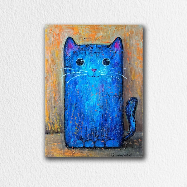 Cat Art Original Etsy