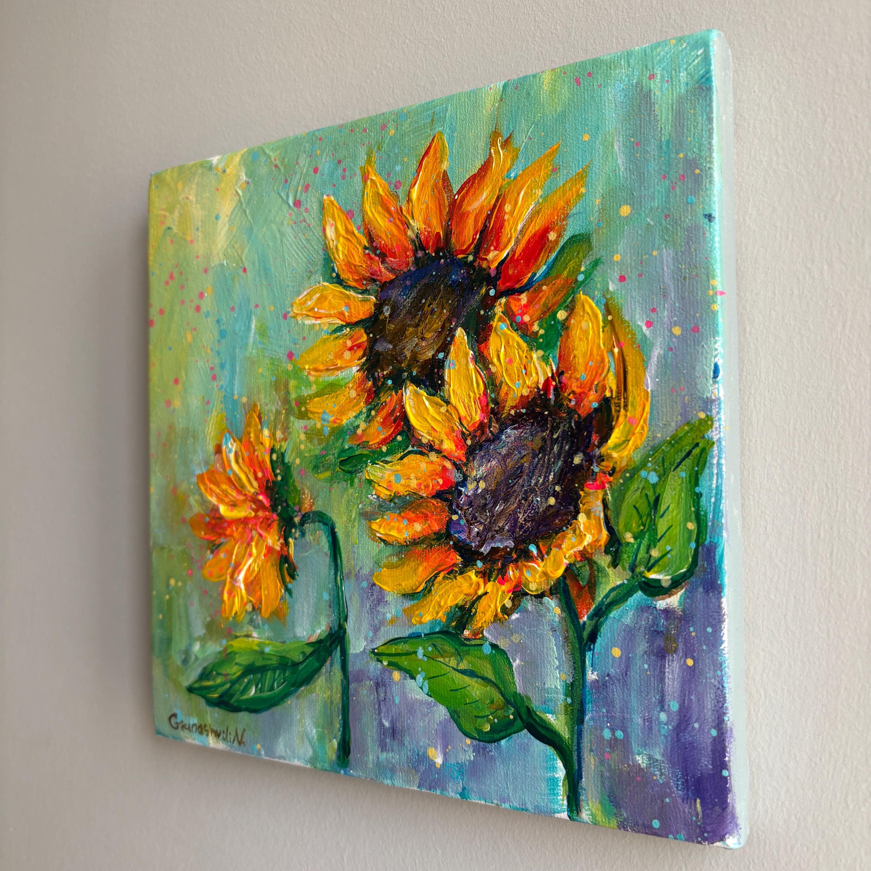Sunflower Art, Acrylic Painting on Canvas, Abstract Sunflowers