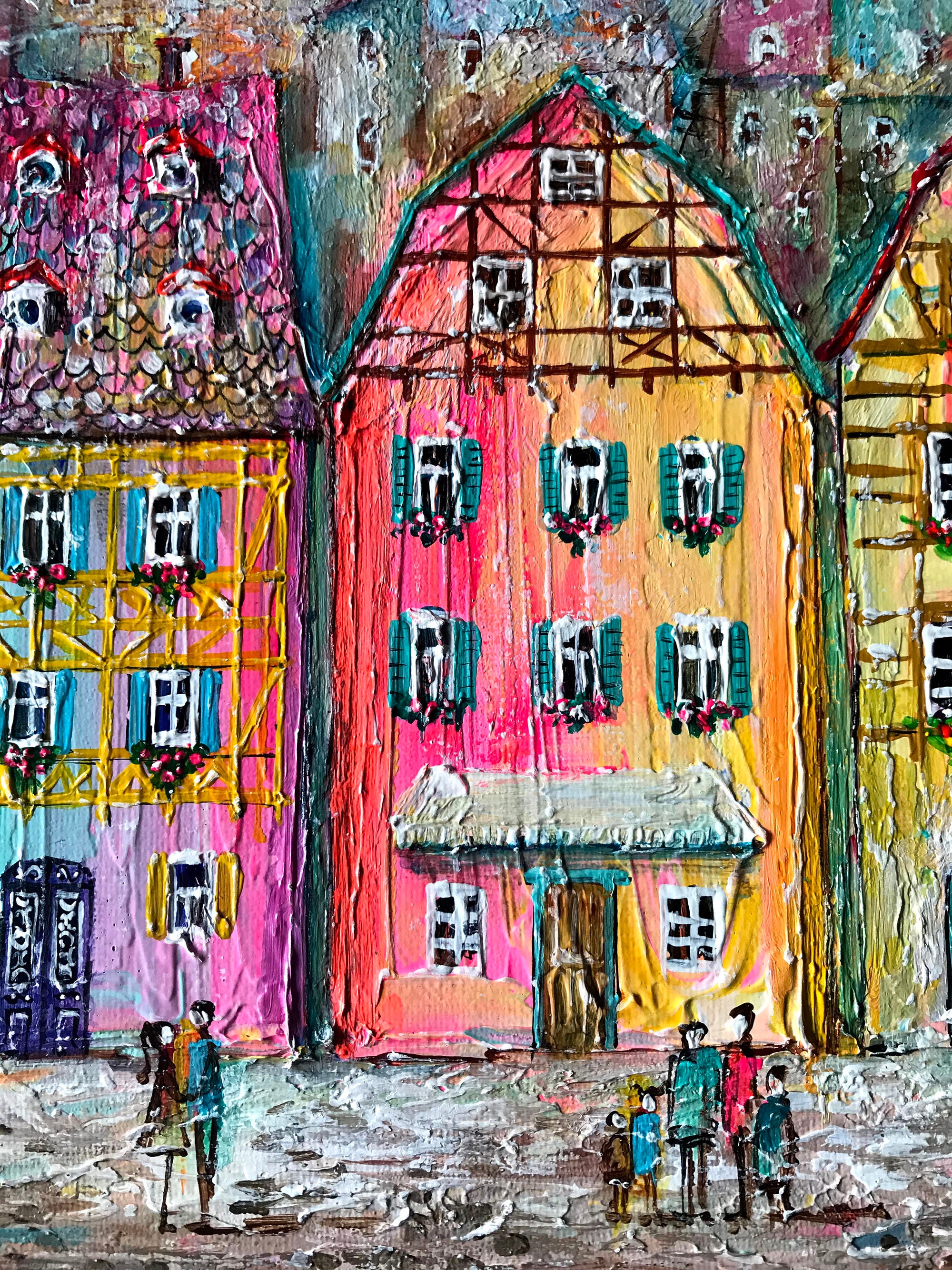 European City Art French Cityscape Old Town Painting in France Etsy