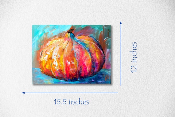 カボチャの絵画 キャンバスに描かれたオリジナルのアクリル画 ファイン
