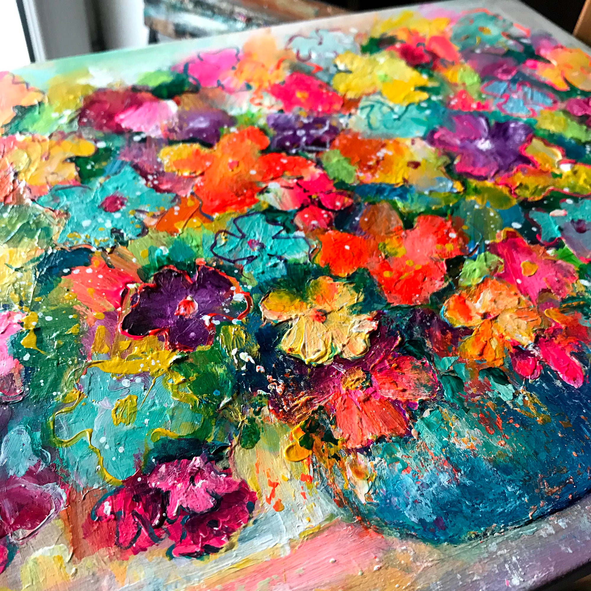 フラワーアート ワイルドフラワー 絵画 カラフルなブーケ