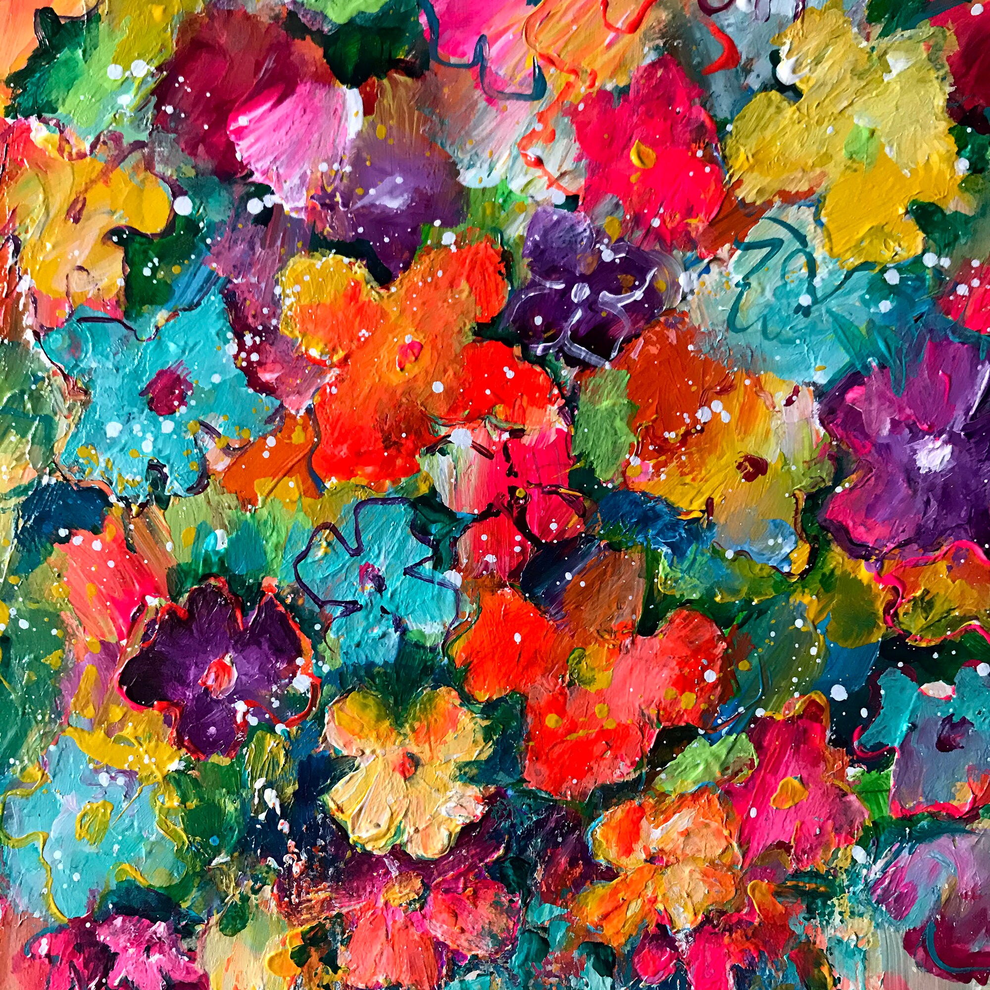 フラワーアート ワイルドフラワー 絵画 カラフルなブーケ オリジナル