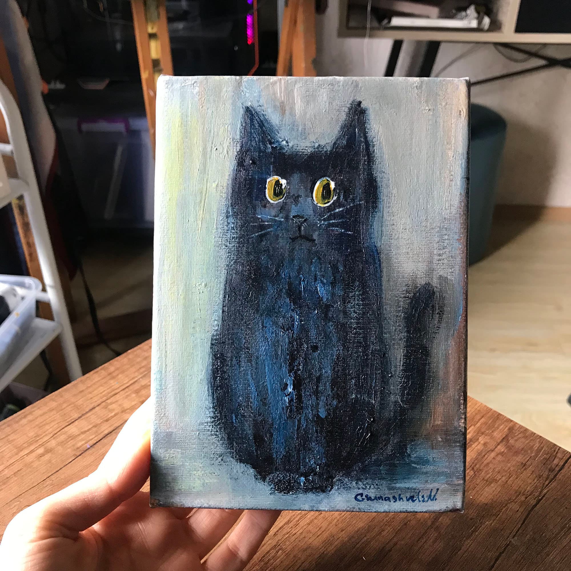 黒猫のアクリル画　龍ノツカイ 黒猫のアクリル画 龍ノツカイ