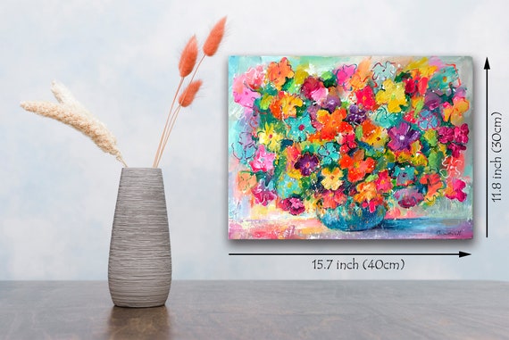 フラワーアート ワイルドフラワー 絵画 カラフルなブーケ