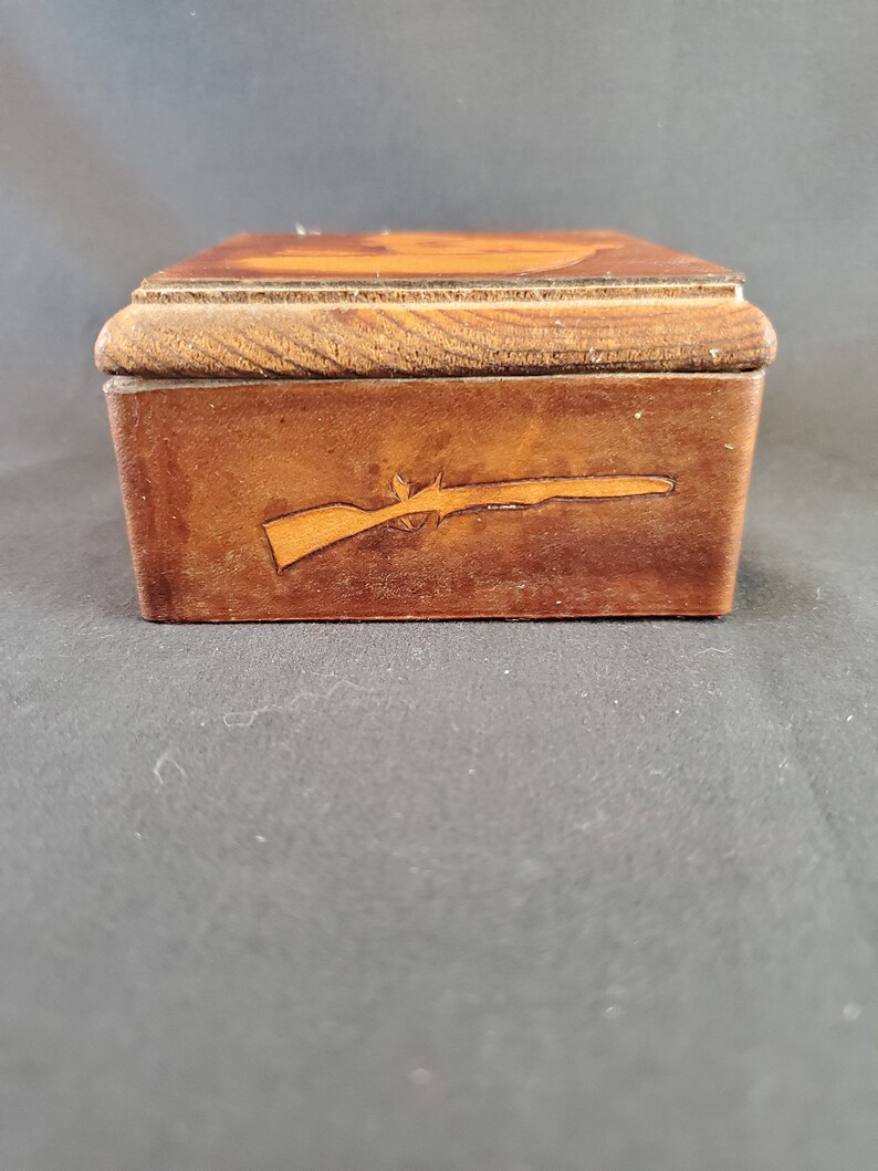 Vintage Handcarved Leather Horse Trinket Box
