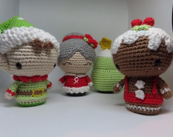 Weihnachtsschmuck, Amigurumi Kuscheltiere, Christbaumschmuck Bundle, handgemacht, gehäkelte Puppen