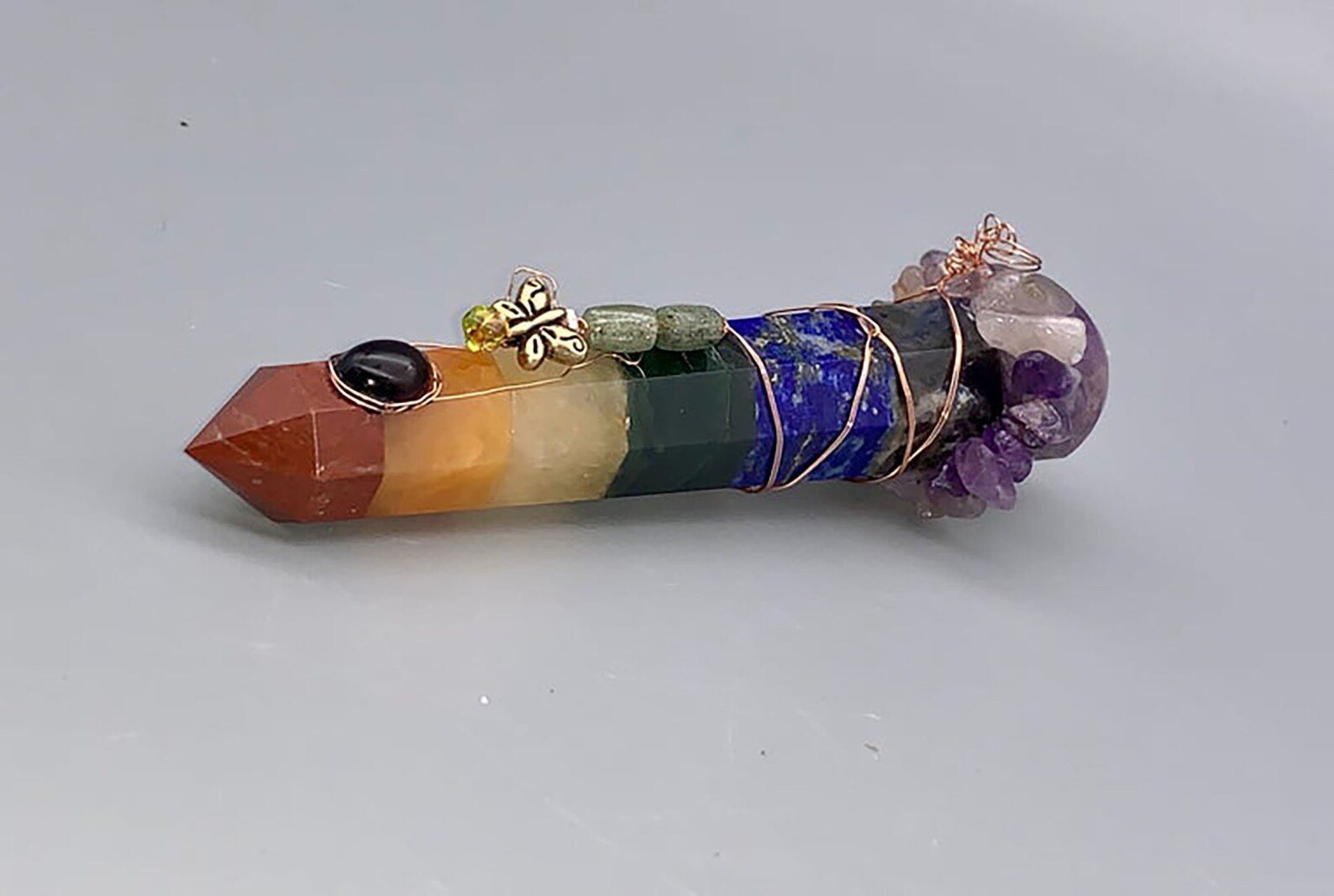 Seven Quartz Crystal Chakra Wand Etsy