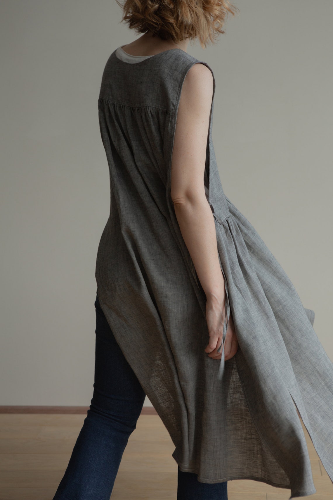 Pure washed linen cape Black Pearl Dark grey linen Etsy