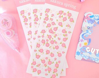 Sakura Spring KOREAN STICKER SHEET Polco Toploader Deco Sticker Kpop Photocard Decora for Scrapbooking, Journaling or Collecting