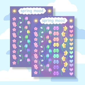 Spring Mood Kawaii Ribbon KOREAN STICKER SHEET Polco Toploader Deco Sticker Kpop Photocard Decora for Scrapbooking, Journaling or Collecting