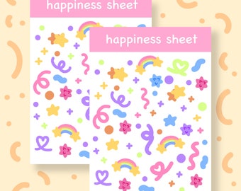 Happiness Rainbow Magic KOREAN STICKER SHEET Polco Toploader Deco Sticker Kpop Photocard Decora for Scrapbooking, Journaling or Collecting