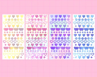 Rainbow Hearts 2 KOREAN STICKER SHEET Polco Toploader Deco Sticker Kpop Photocard Decora for Scrapbooking, Journaling or Collecting