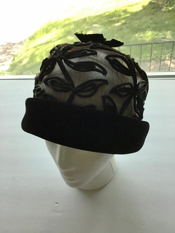 MR JOHN Hat Vintage Mid Century Black Bucket Mesh