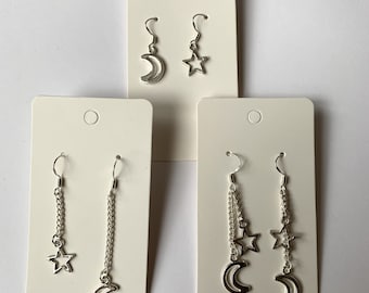 Stern und Mond Ohrringe || In silber und gold erhältlich