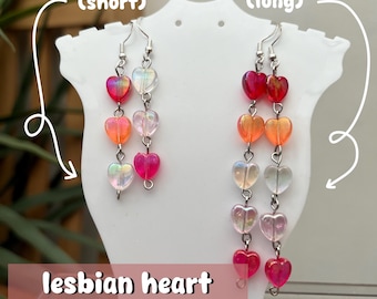 Lesbian Pride Heart Charm Earrings | two styles available