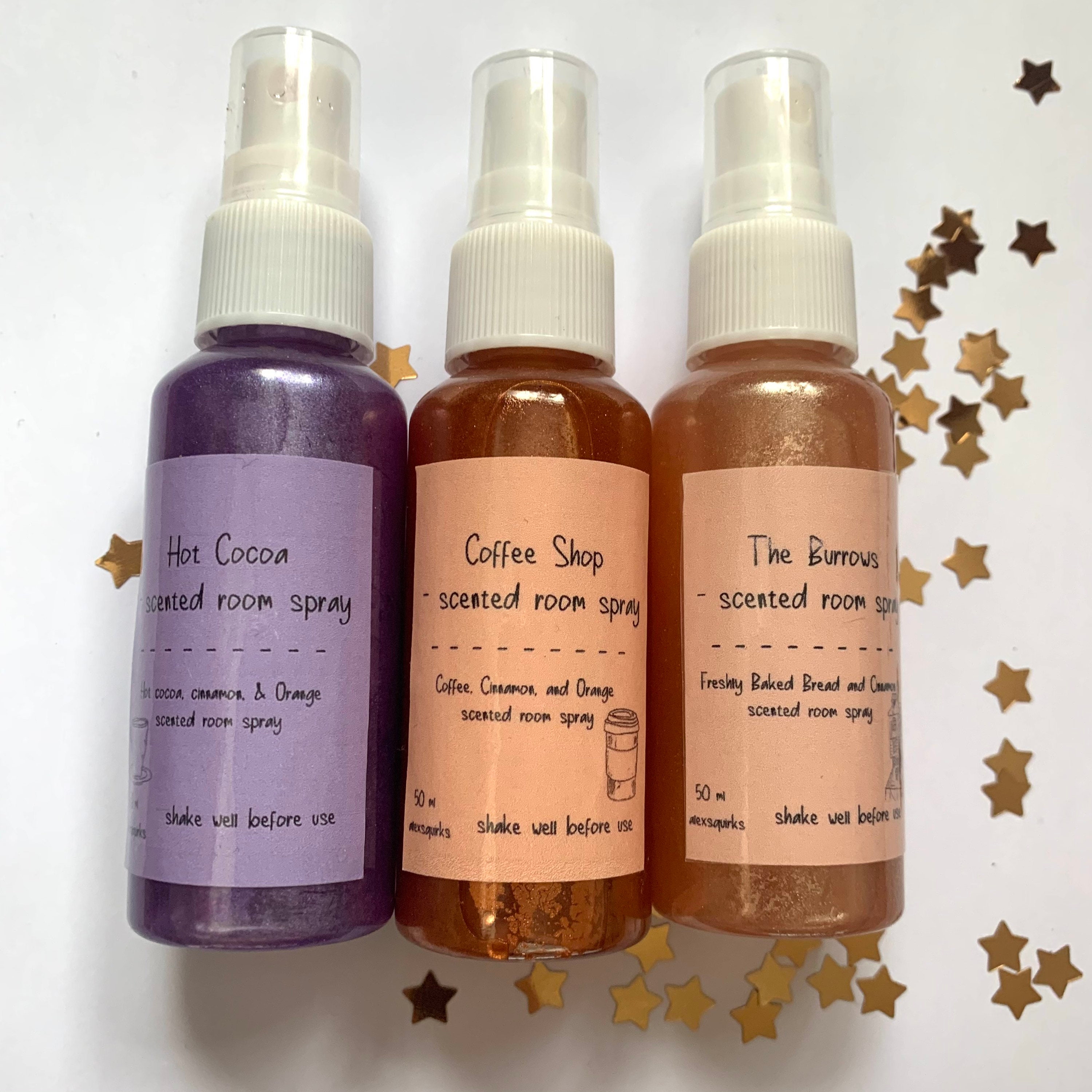 Trio of Room Sprays Hot Cocoa Coffee Shop and Burrows Etsy