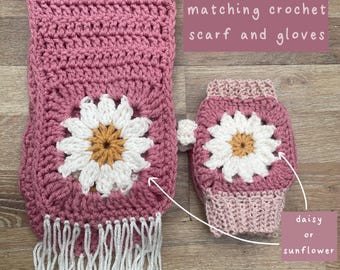 Matching Crochet Scarf and Fingerless Gloves // available in multiple colours