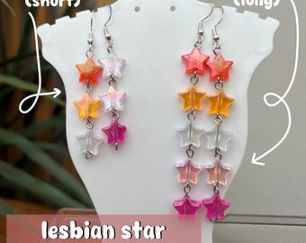 Lesbian Pride Star Charm Earrings | two styles available