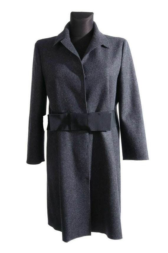 Women's JIL SANDER NAVY Grey Pure Wool Belted Coat