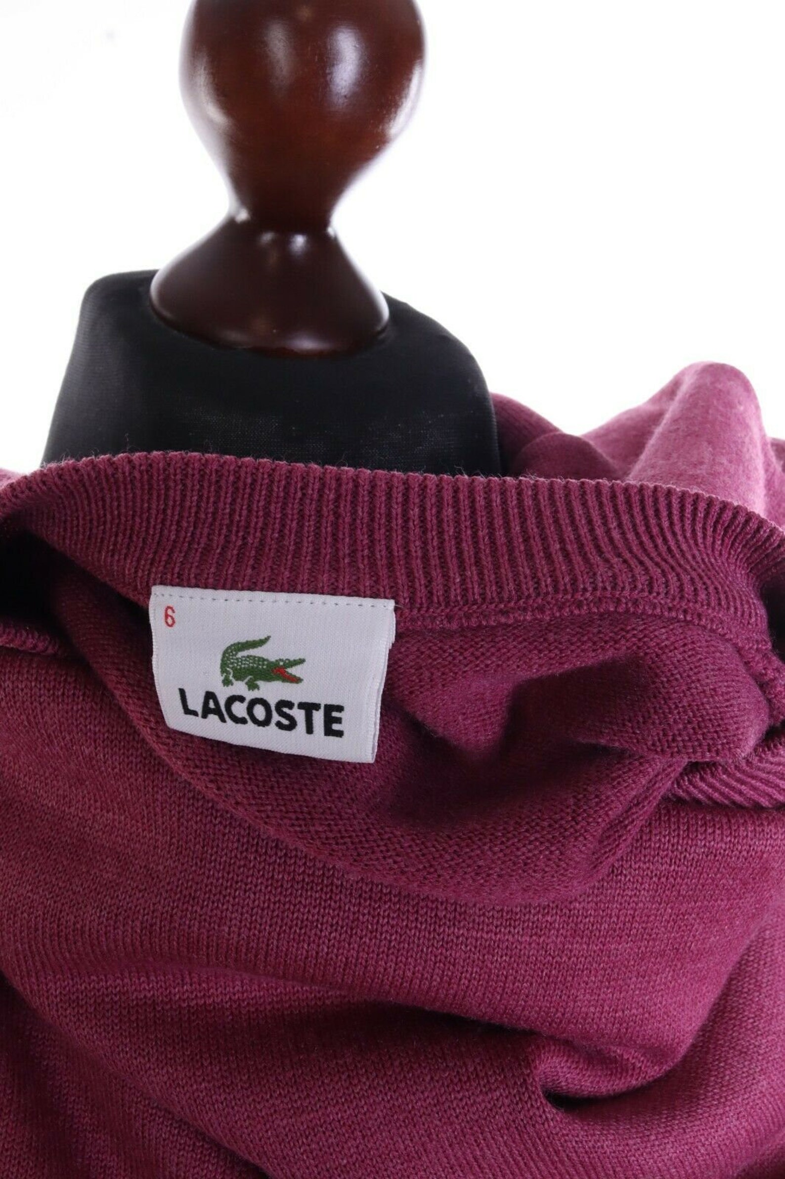Men's LACOSTE Burgundy Wool Blend Crew Neck Sweater Size 6 | Etsy