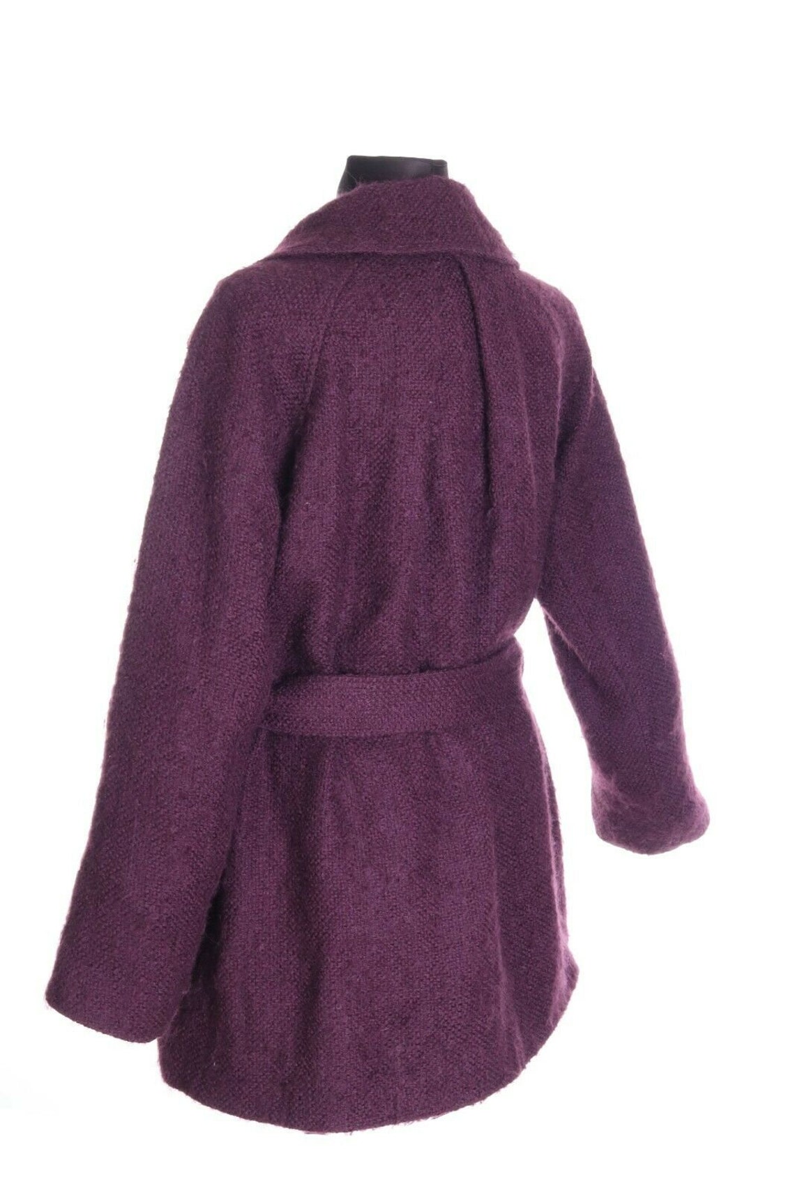 Women's DRIES VAN NOTEN Burgundy mohair Wool Belted Coat Etsy