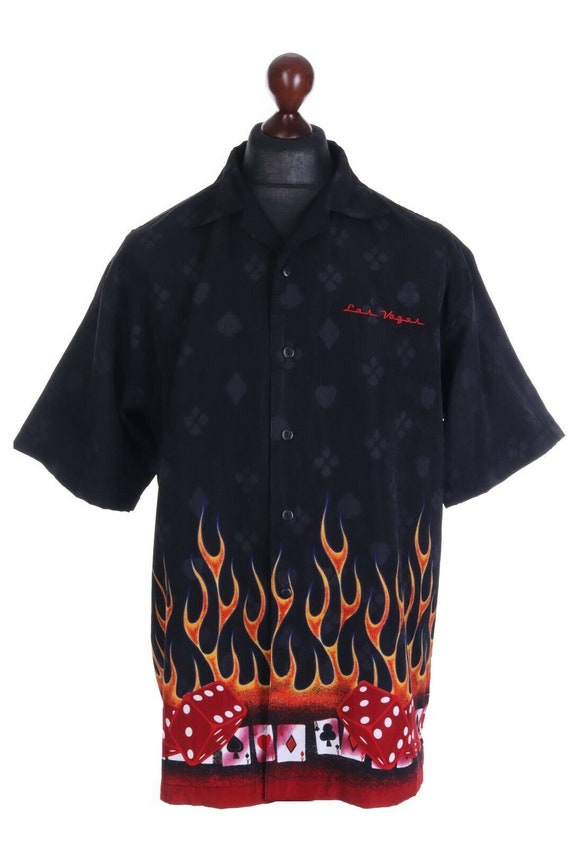 Men's XNT Black Las Vegas Flames Dice Cards Gambli