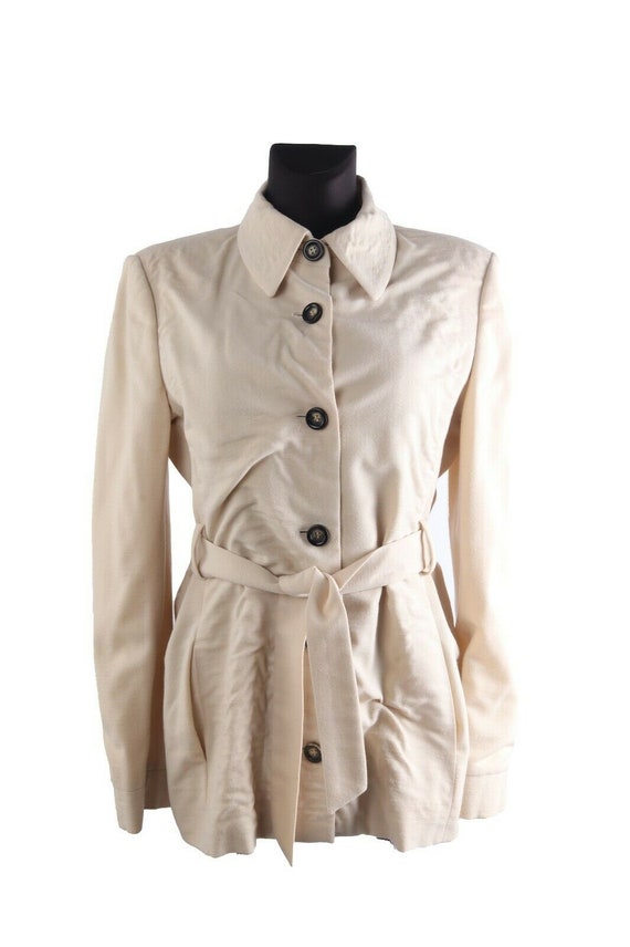 Women's ICEBERG GILMAR Ivory Wool Belted Coat Jack