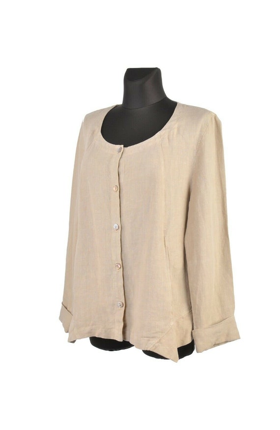 Women's OSKA Beige Linen Summer Jacket Blazer Size