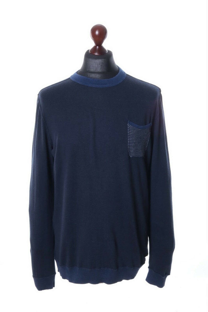 Men/'s HUGO BOSS ORANGE Navy Cotton C-Neck kobbe Sweater Size l