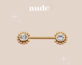 Nephtys - ASTM-F136 Titanium Nipple Piercing - 14mm Chest Ring. Hypoallergenic Gauge 16G 1.2mm Stem Thickness