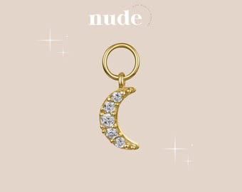 Moon - Gold ASTM-F136 Titanium Charm for Piercing or Earring