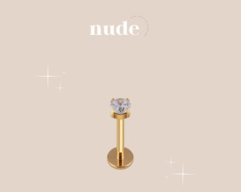 Mau - 3mm Zircon Piercing in Titanium ASTM F136 - 6mm and 8mm stud Hypoallergenic Gauge 16G 1.2mm rod thickness