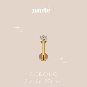 Mau - Piercing Zircon 3mm en Titane ASTM F136 - stud 6mm et 8mm Hypoallergenique Gauge 16G 1,2mm épaisseur de tige